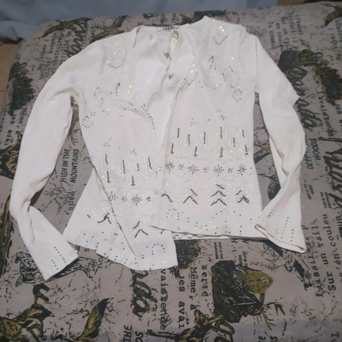 Top and jacket set Esti in black, white and ecru