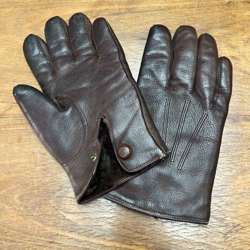 Leather gloves used, genuine brown Napa leather