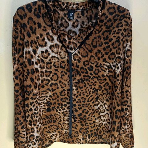 Leopard blouse IF with cowl neck, like new, size S/M