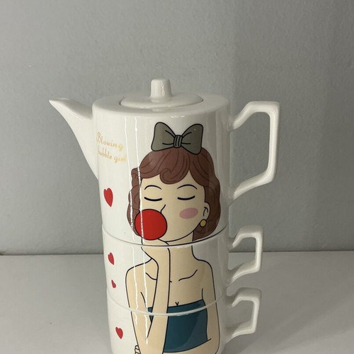 Teapot with Two Cups New Pop Art Design