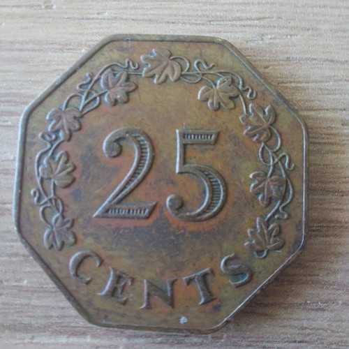 Malta 25 Cents 1975 Used Coin