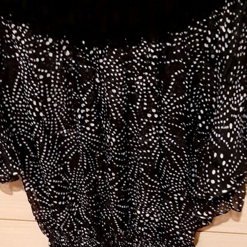 Zara cocktail top used, silk, black and white, sizes L to XL