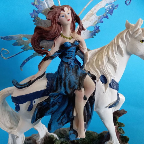 Fairy on Unicorn collectible resin figure like new, 23 cm