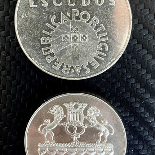Silver coins 250 Escudos Carnation Revolution and 5 Lirot Hanukkah