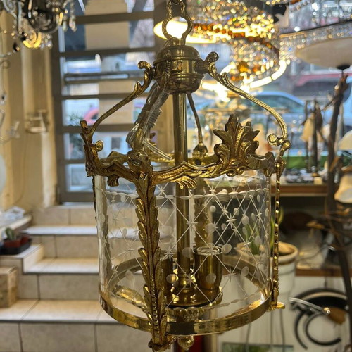 Solid brass ceiling light handcrafted refurbished, Baroque design