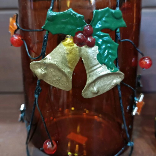 Vintage Christmas glass candle holders like new, set of 2