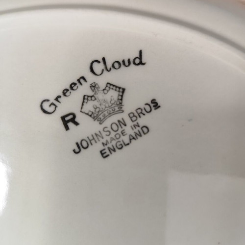 Vintage Johnson Bros Green Cloud plates used, set of two