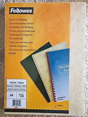 Fellowes A4 Ivory Marble Binding Covers, pack of 100