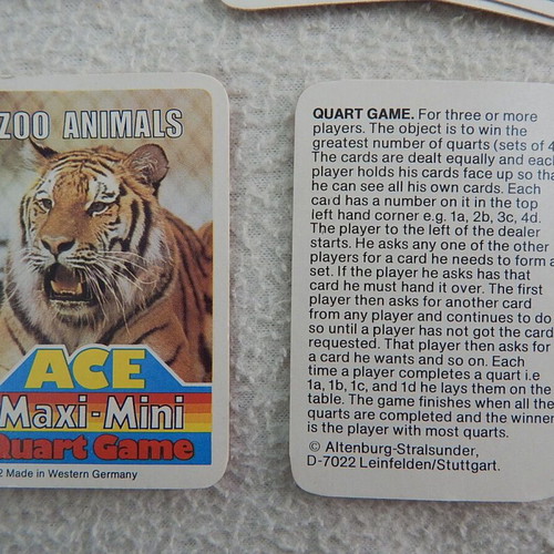 Ace Maxi-Mini Quart Zoo Animals card game used, 1980s