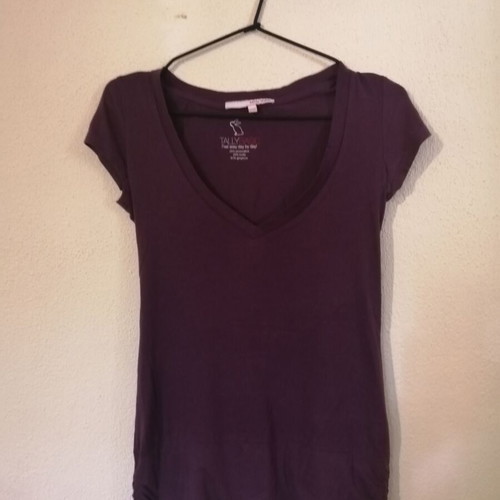 Purple short-sleeve T-shirt used, cotton, size XS