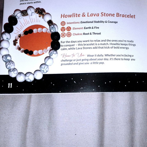 Howlite and Lava Stone Bracelet new with elephant bead