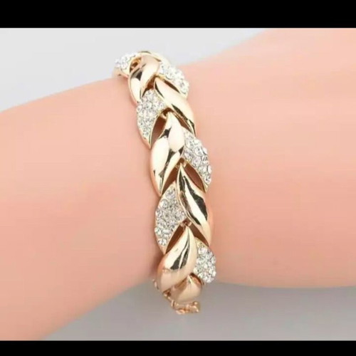 Wheat Class Bracelet new, luxury gold plated with Austrian crystals