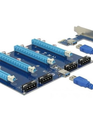 Κάρτα επέκτασης DeLock Riser PCIe x1 σε 4x PCIe x16 καινούρια