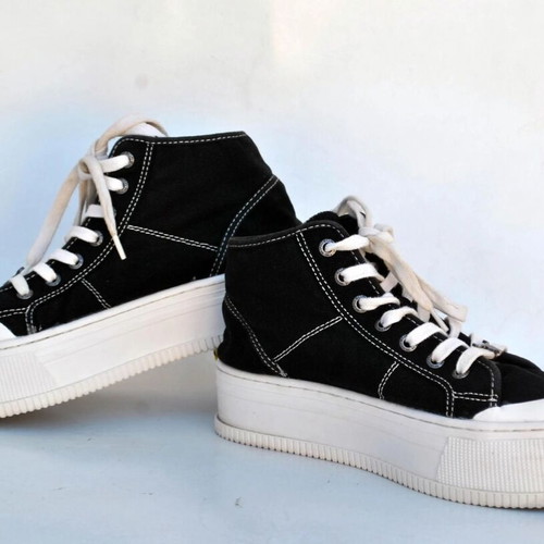 Windsor Smith Black Canvas Platform Sneakers Size 38 Used