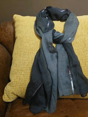 Gray black sequin scarf like new