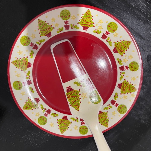 Christmas plate with big spoon used