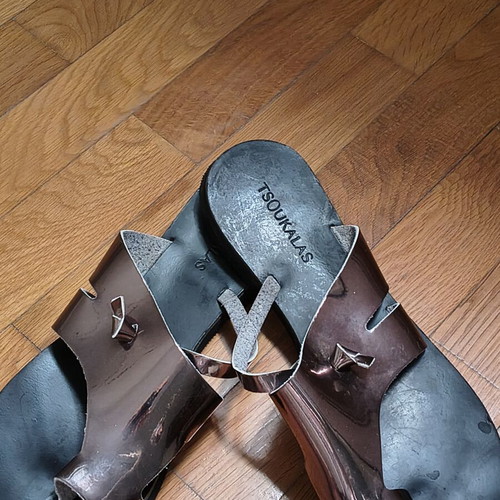 Tsoukalas Shoes handmade women's sandals bronze color size 41 like new