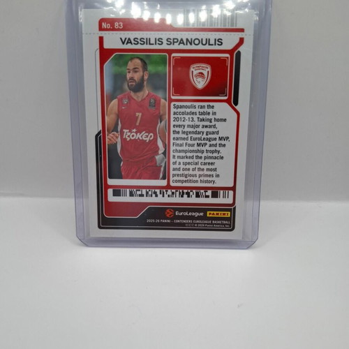 2025-26 Panini Contenders Vassilis Spanoulis Euroleague card like new