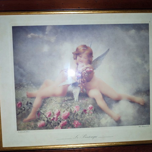 Engraving 41x34 cm with cherubs