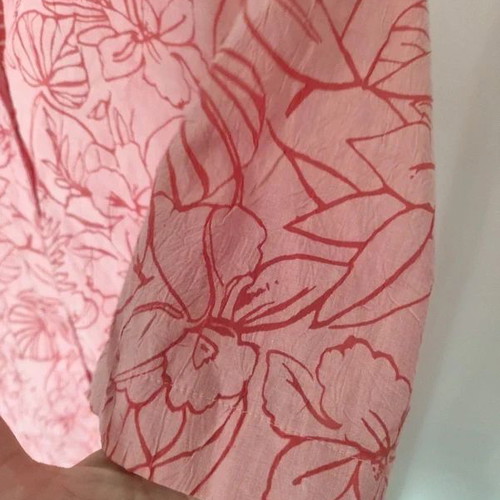 Erfo Pink Blouse with Rose Pattern in XL/XXL Like New