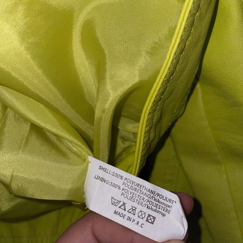 Leather jacket like new, lime collar, slim fit, size M