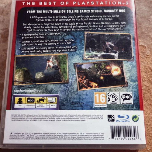 Uncharted Drake's Fortune PS3 game used, functional, complete disc