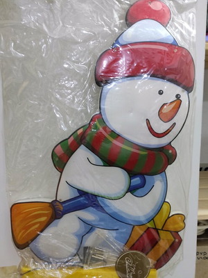 Snowman decorative from PVC with LED 56cm x 35cm new