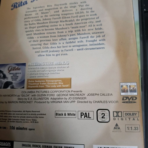 Gilda DVD new, classic cinema with subtitles