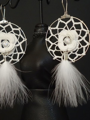 Dreamcatcher earrings new, white handmade