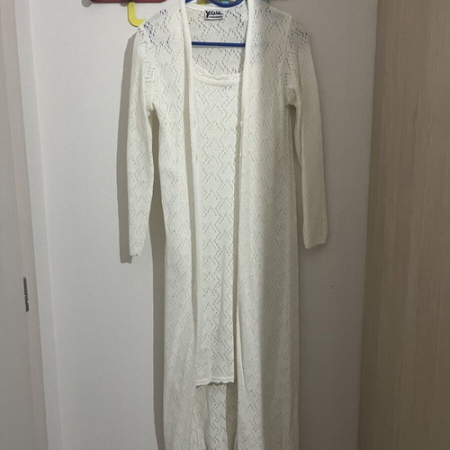 White dress and matching long coat new set