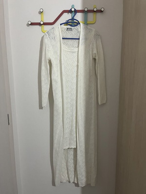 White dress and matching long coat new set