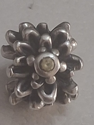 Pandora Edelweis Silver Flower Charm like new with yellow zircon stones