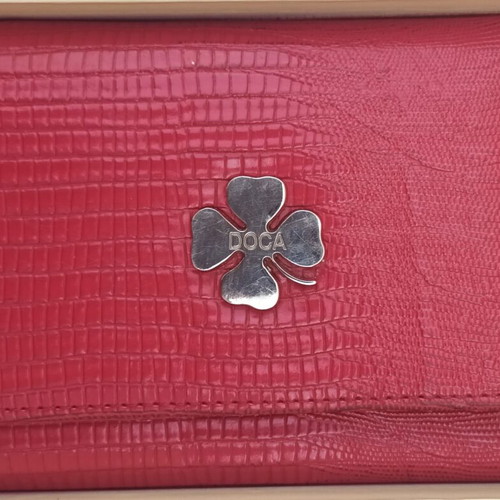 Doca leather wallet used, red