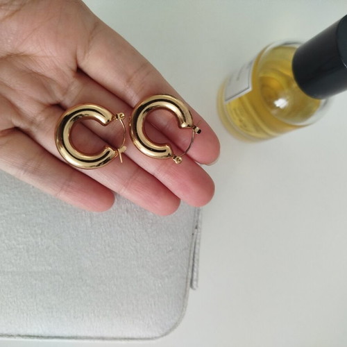 Chunky hoops earrings new, stainless steel, gold tone