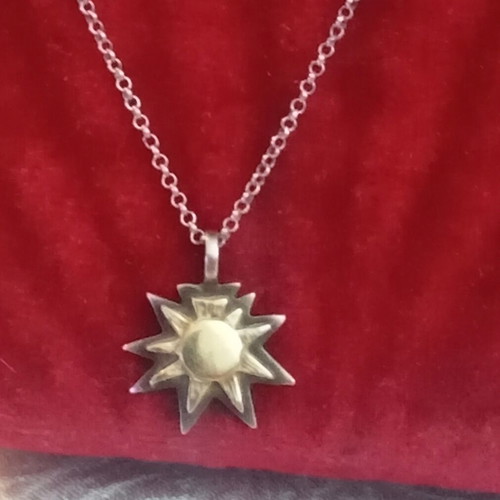Silver-gold North Star pendant 950 750 with silver chain 925, 45cm