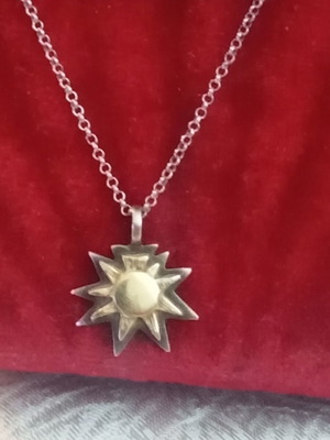 Silver-gold North Star pendant 950 750 with silver chain 925, 45cm