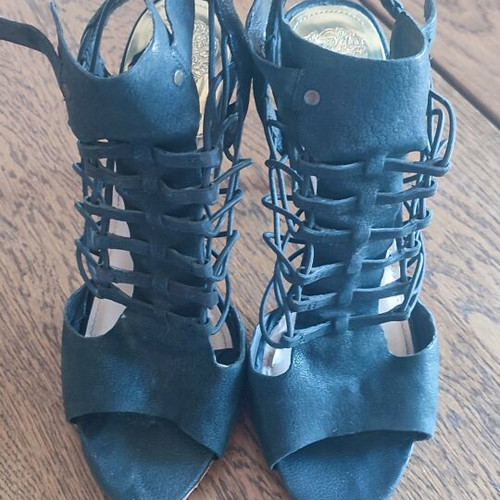 Vince Camuto sandals used, leather, black, size 38-38.5