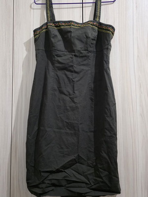 Ann Taylor LOFT midi dress like new, olive green with embroidery