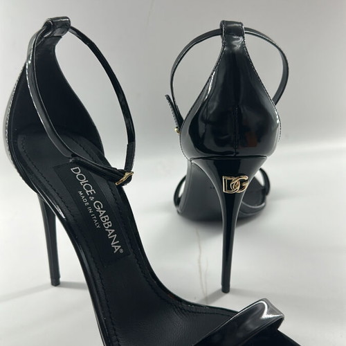 Dolce & Gabbana Keira sandals new, black patent leather, size 38.5