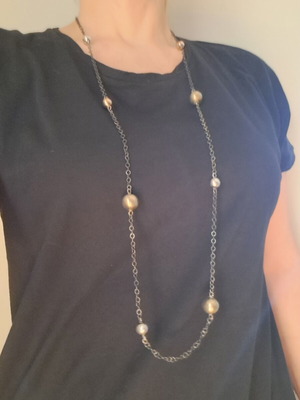Long silver necklace with spheres, like new