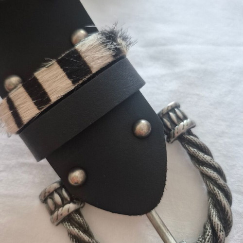 BSB leather belt like new, 95cm, Pony, silver buckle