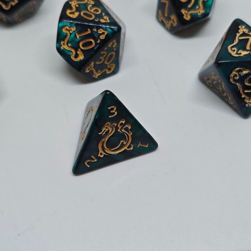 RPG Dragon Marble Polyhedral Dice Set 7 Pieces like new