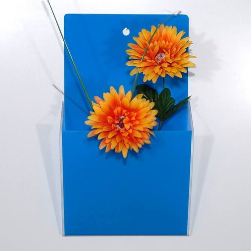 Wall vase for flowers made of plexiglas in various colors