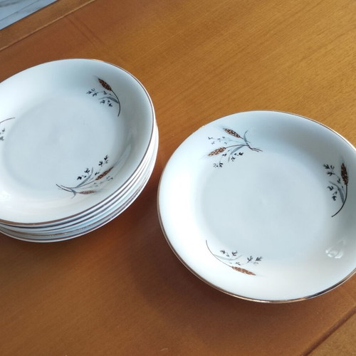 Vintage Candia Harvest Time dessert plates set of 6, mint condition