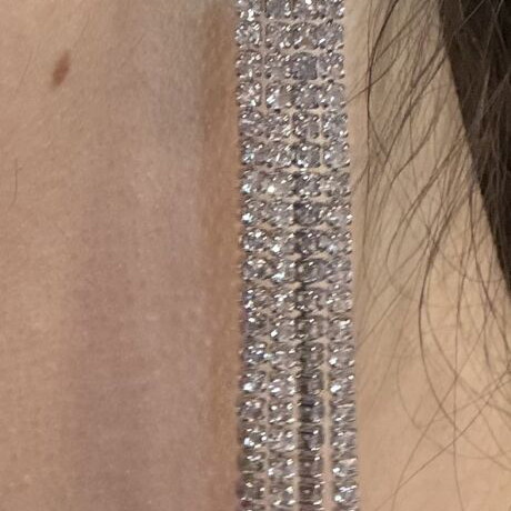 Dangling earrings with zirconia, new, silver color