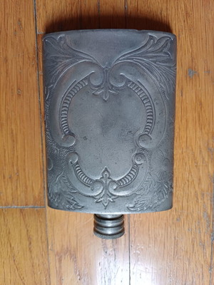 Vintage metal flask used, 3 Oz, handmade Victorian style
