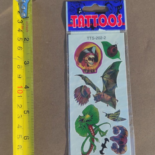 Temporary tattoo stickers new with skull and bat designs