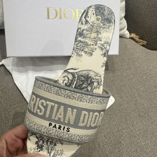 Christian Dior Dway Toile de Jouy Slides Size 37 New with Box