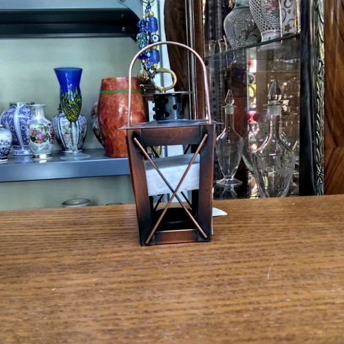 Church lantern used, brown color with handle 8x7x7