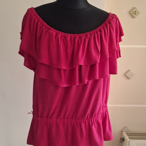 Ralph Lauren blouse like new, dark pink linen and viscose, size XL